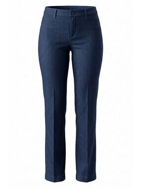 NWT Lee Flex Motion Size 12M Blue Denim Straight Leg Pull On Pants Ultra Comfort